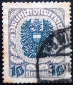 Selo postal da Áustria de 1921 Coat of arms 10 U xa