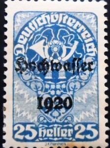 Selo postal da Áustria de 1921 Posthorn 25+50 N