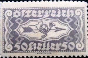 Selo postal da Áustria de 1921 Express Mail 50 N