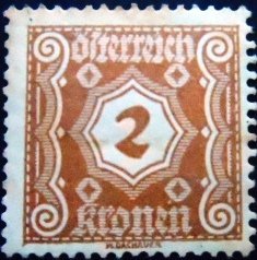 Selo postal da Áustria de 1922 Digit in octogon 2 N P