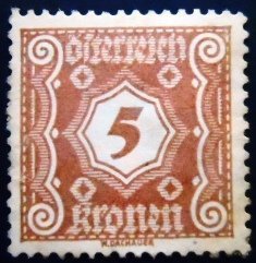 Selo postal da Áustria de 1922 Digit in octogon 5 N P