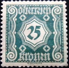 Selo postal da Áustria de 1922 Digit in octogon 25 N P