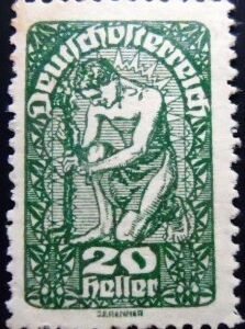Selo postal da àustria de 1920 Allegory 20 N sev