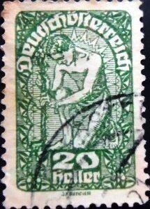 Selo postal da àustria de 1920 Allegory 20 U sev