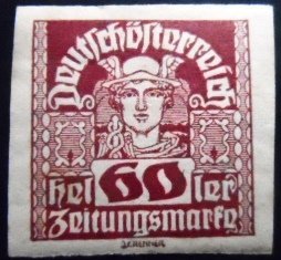 Selo postal da Áustria de 1920 Mercury 60 N x