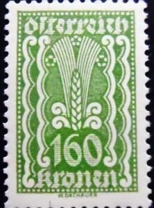 Selo postal da Áustria de 1922 Ear of Corn 160 M