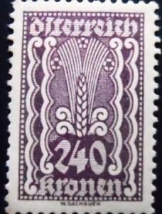 Selo postal da Áustria de 1922 Ear of Corn 240 N