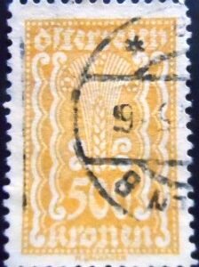 Selo postal da Áustria de 1922 Symbolism Ear of Corn 500 U b