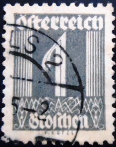 Selo postal da Áustria de 1925 Numerals 1 U