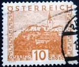 Selo postal da Áustria de 1929 Güssing Castle ochre brown orange U