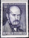 Selo postal da Áustria de 1965 Ignaz Philipp Semmelweis U