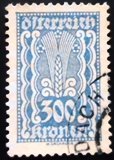 Selo postal da Áustria de 1922 Ear of Corn 300 U