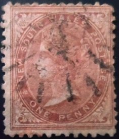 Selo postal de Nova Gales do Sul de 1862 Queen Victoria 1 U