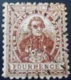 Selo postal de Nova Gales do Sul de 1888 Captain James Cook 4 U