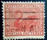Selo postal da Austrália do Sul de 1890 Black Swan U