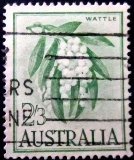 Selo postal da Austrália de 1964 Wattle U sev