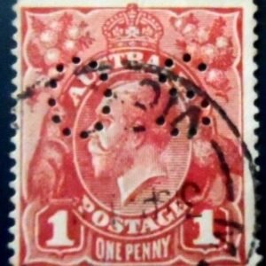 Selo postal da Austrália de 1914 King George V 1 OS U DAI
