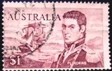 Selo postal da Austrália de 1966 Matthew Flinders U sev
