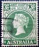 Selo postal da Austrália de 1955 Queen Victoria 3½ U