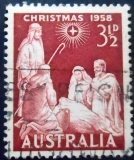 Selo postal da Austrália de 1958 Adoration of Christ 3½ U