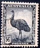 Selo postal da Austrália de 1942 Emu 5½ U