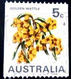 Selo postal da Austrália de 1970 Golden Wattle 5 U