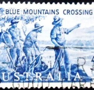 Selo postal da Austrália de 1963 150th Anniversary of Blue Mountains Crossing U