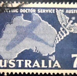 Selo postal da Austrália de 1957Royal Flying Doctor Service U