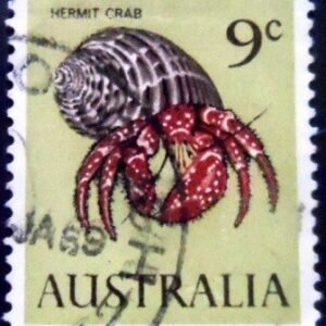 Selo postal da Austrália de 1966 White-spotted Hermit Crab U