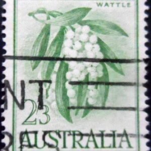 Selo postal da Austrália de 1965 Wattle U sev