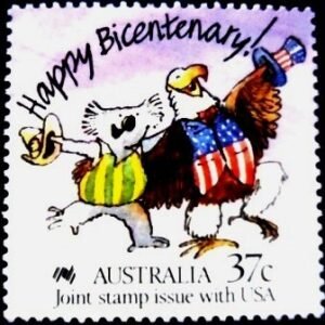 Selo postal da Austrália de 1988 Joint Stamp With USA U