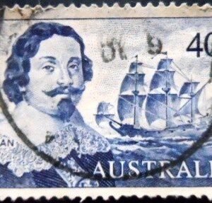 Selo postal da Austrália de 1966 Abel Tasman U