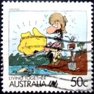 Selo postal da Austrália de 1988 Mining U