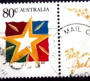 Selo postal da Austrália de 2001 Christmas 2001 Star U
