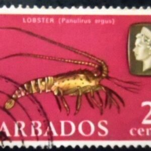 Selo postal de Barbados de 1967 Caribbean Spiny Lobster U y