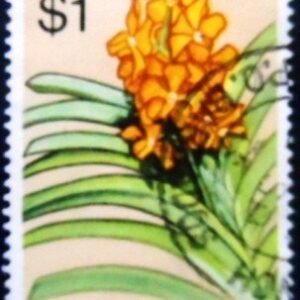 Selo postal de Barbados de 1974 Vanda Red Gem U