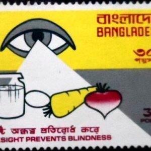 Selo postal de Bangladesh de 1976 Eye and healthy food 30 M