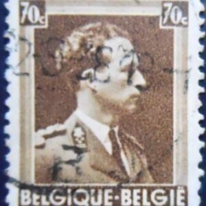 Selo postal da Bélgica de 1936 King Leopold III Open Collar 75 U