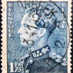 Selo postal da Bélgica de 1937 King Leopold III Poortman 1.75 U sev