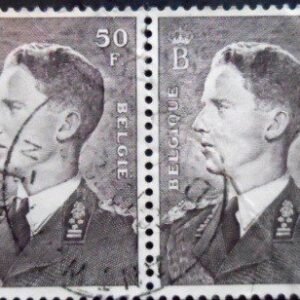 Par de selos postais da Bélgica de 1952 King Baudouin 50 U PR sev