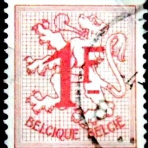 Selo postal da Bélgica de 1959 Number on Heraldic Lion 1 U