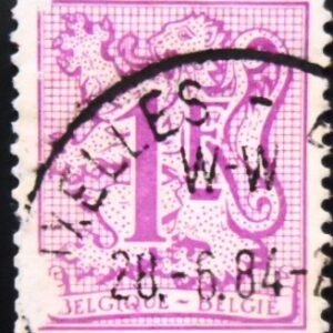 Selo postal da Bélgica de 1967 Number on Heraldic Lion 1 U