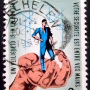 Selo postal da Belgica de 1968 Industrial Safety Campaign U