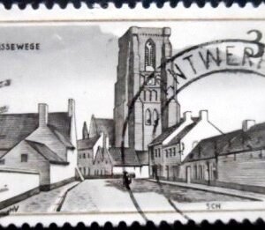 Selo postal da Belgica de 1968 Church Lissewege U