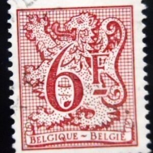 Selo postal da Bélgica Selo postal da Bélgica de 1986 Number on Heraldic Lion and Pennant 6 U