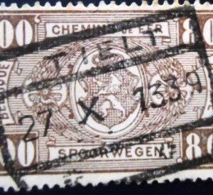 Selo postal da Bélgica de 1927 Coat of Arms 8 U E sev