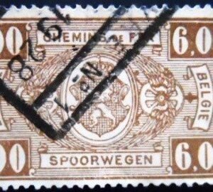 Selo postal da Bélgica de 1927 Coat of Arms 6 U E sev