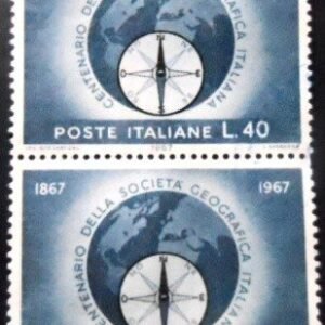 Par de selos postais da Itália de 967 Italian Geographical Society U PR