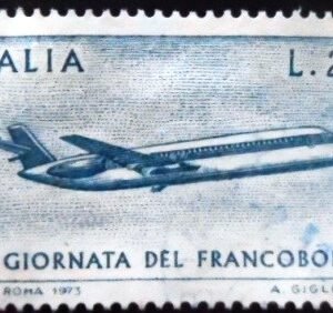 Selo postal da Itália de 1973 Mail Plane U
