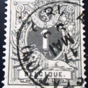 Selo postal da Bélgica de 1884 Série Lying Lion 1 U
